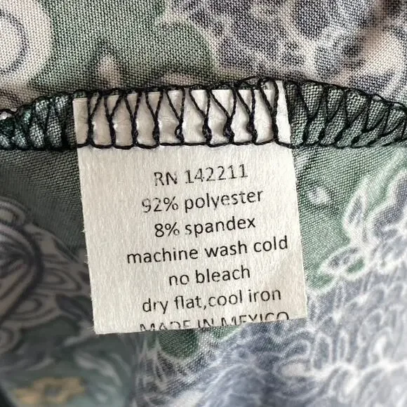 24SEVEN Comfort Apparel Women's Green Paisley-Print Scoop-Neck Long-Sleeve Dress - Picture 10 of 12